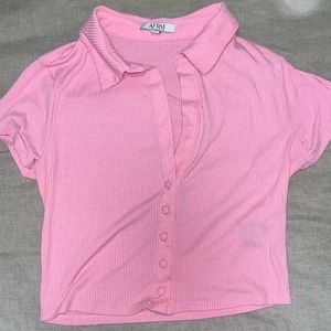 Cute pink button up crop top size medium